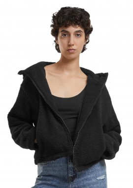 Urban Classics - Ladies Short Hooded Sherpa Jacket Urban Classics TB7072-00007 Black