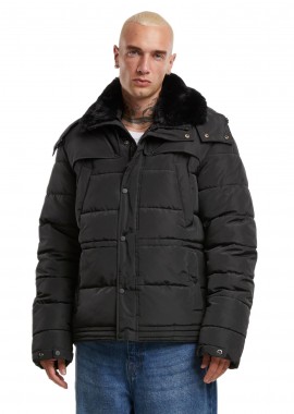 Urban Classics - Puffer Jacket With Detachable Fur Collar Urban Classics TB7259-00007 Black