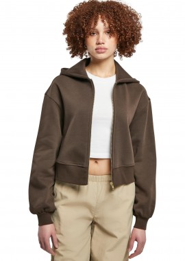 Urban Classics - Γυναικείο Κοντό Oversized Ζακέτα με Φερμουάρ TB4766 Urban Classics Curvy Brown