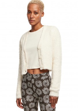 Urban Classics - Ladies Cropped Feather Cardigan Urban Classics TB5440-02903 whitesand