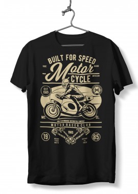 Pop Culture - T-Shirt Built For Speed Motorcycle Pop Culture Black