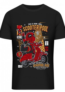 Pop Culture - T-Shirt Deadpool Scooter Pop Culture Black