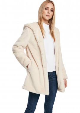 Urban Classics - Παλτό με κουκούλα Τeddy TB2375 Urban Classics Off White Λευκό
