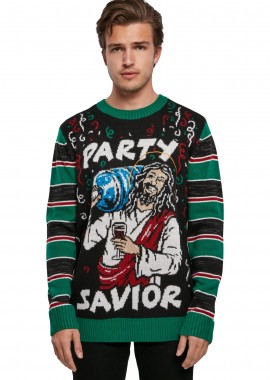 Urban Classics - Φούτερ Savior Christmas Sweater Urban Classics TB3837 Black/X-mas Green