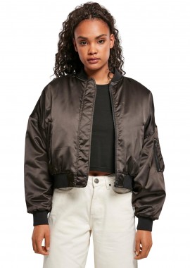 Urban Classics - Ladies Short Oversized Satin Bomber Jacket Urban Classics TB4542 Black