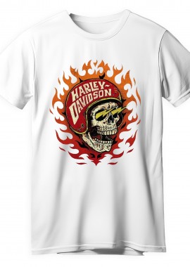 Pop Culture - T-Shirt Harley Davidson Skull Pop Culture White