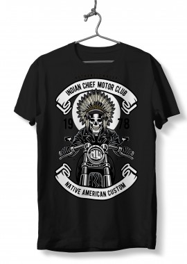 T-Shirt Indian Chief Biker Pop Culture Black