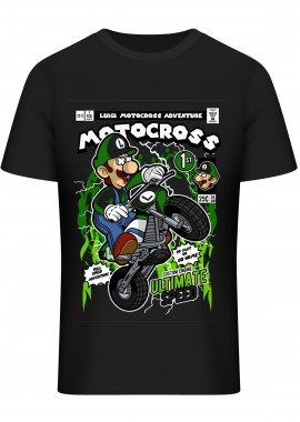 Pop Culture - T-Shirt Luigi Motocross Pop Culture Black