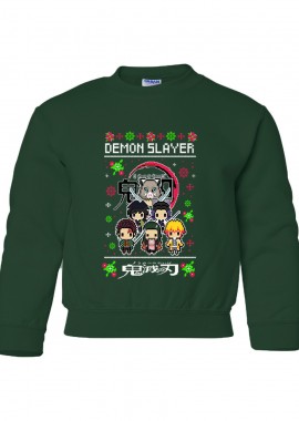 Pop Culture - Παιδικό Χριστουγεννιάτικο Ugly Sweater Demon Slayer Pop Culture Forest Green