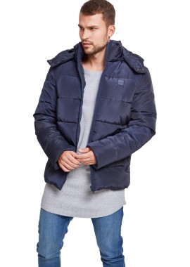Μπουφάν Puffer με Κουκούλα TB1807 Urban Classics Plus Size Navy