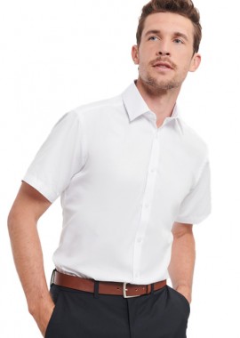Russell - Κοντομάνικο Πουκάμισο R-963M-0 Russell Herringbone Shirt White