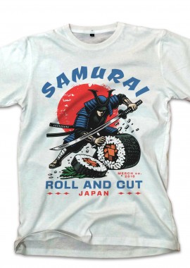 Pop Culture - T-Shirt Samurai Sushi Pop Culture White