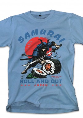 T-Shirt Samurai Sushi Pop Culture Carolina Blue