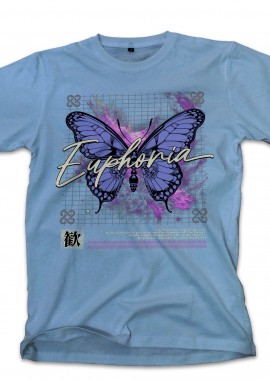 T-Shirt Butterfly Graphic Pop Culture Carolina Blue