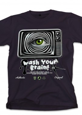 T-Shirt Wash Your Brain Pop Culture Black
