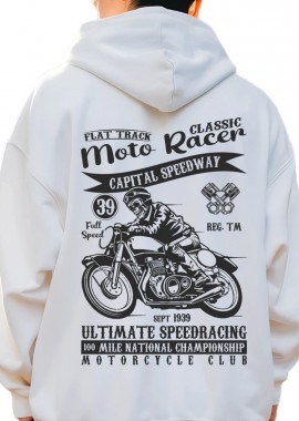 Pop Culture - Hoodie Moto Racer Pop Culture White