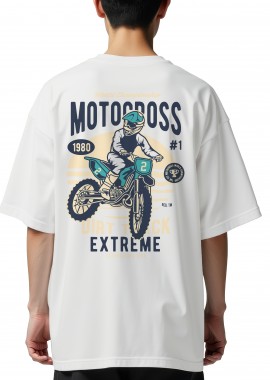 Oversized T-Shirt Motocross Extreme Dirt Track Pop Culture White