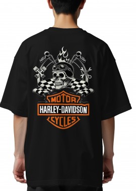 Pop Culture - Oversized T-Shirt Motor Cycles Hd Pop Culture Black