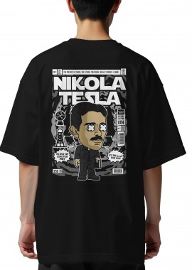 Pop Culture - Oversized T-Shirt Nikola Tesla Pop Culture Black