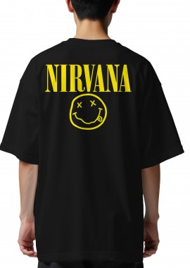 Rock Avenue - Oversized T-Shirt Nirvana Face Art Rock Avenue Black