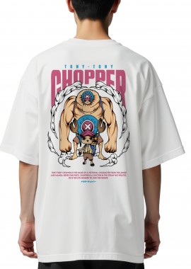 Pop Culture - Oversized T-Shirt One Piece Chopper Pop Culture White