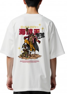 Pop Culture - Oversized T-Shirt One Piece Gol D. Roger Pop Culture White