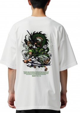Oversized T-Shirt One Piece Roronoa Zoro Pop Culture White