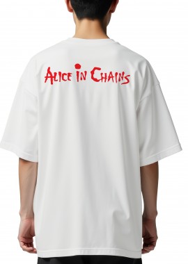 Rock Avenue - Oversized T-Shirt Alice In Chains Logo Name Art Rock Avenue White