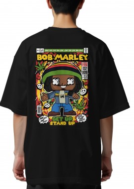 Pop Culture - Oversized T-Shirt Bob Marley Pop Culture Black