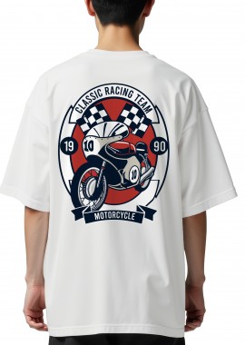 Pop Culture - Oversized T-Shirt Classic Racing Team Pop Culture White