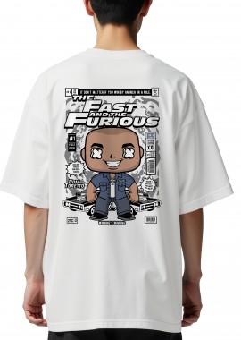 Pop Culture - Oversized T-Shirt Dom Toretto Fast and Furious Pop Culture White