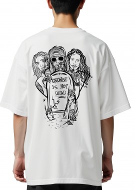 Rock Avenue - Oversized T-Shirt Grunge Is Not Dead Rock Avenue White