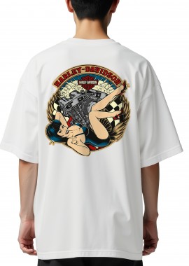 Pop Culture - Oversized T-Shirt Harley Davidson Doll Pop Culture White