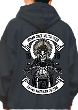 Pop Culture - Hoodie Indian Chief Biker Pop Culture Black