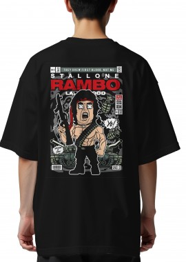 Pop Culture - Oversized T-Shirt John Rambo Pop Culture Black
