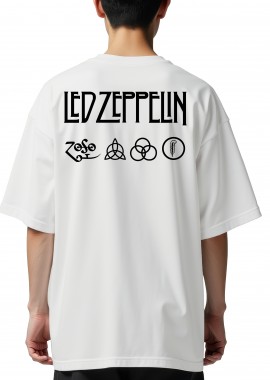 Rock Avenue - Oversized T-Shirt Led Zeppelin Logo Art Rock Avenue White