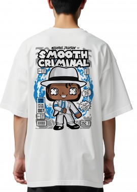 Oversized T-Shirt Michael Jackson Smooth Criminal Pop Culture White