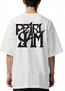 Rock Avenue - Oversized T-Shirt Pearl Jam Band Logo Art Rock Avenue White