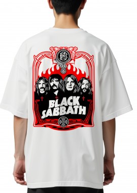 Rock Avenue - Oversized T-Shirt Black Sabbath Art Design1 Rock Avenue White