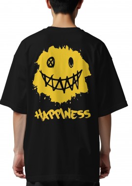 Pop Culture - Oversized T-Shirt Smiley Face Pop Culture Black
