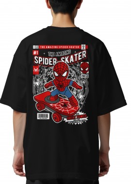 Pop Culture - Oversized T-Shirt Spiderman Skateboard Pop Culture Black