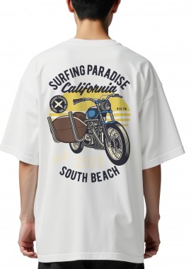 Pop Culture - Oversized T-Shirt Surfboard Ride Pop Culture White