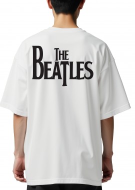 Rock Avenue - Oversized T-Shirt The Beatles Logo Name Art Rock Avenue White
