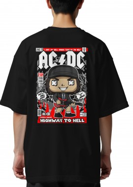 Oversized T-Shirt Angus Young ACDC Pop Culture Black