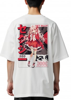 Pop Culture - Oversized T-Shirt Anime Silly Girl Pop Culture White