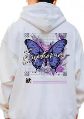 Pop Culture - Hoodie Butterfly Graphic Pop Culture White