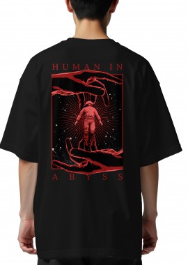 Oversized T-Shirt Space Graphic Pop Culture Black