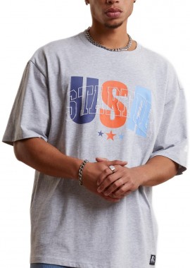Starter - T-Shirt Starter USA Oversized ST431-03061 Starter Black Label Heathergrey