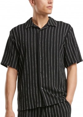 Urban Classics - Πουκάμισο Striped Crinkle Resort TB7342 Urban Classics Black/Offwhite
