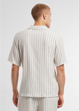 Πουκάμισο Striped Crinkle Resort TB7342-04577 Urban Classics offwhite/black